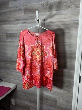 Pink Printed Star-Motif Tunic Top 1965